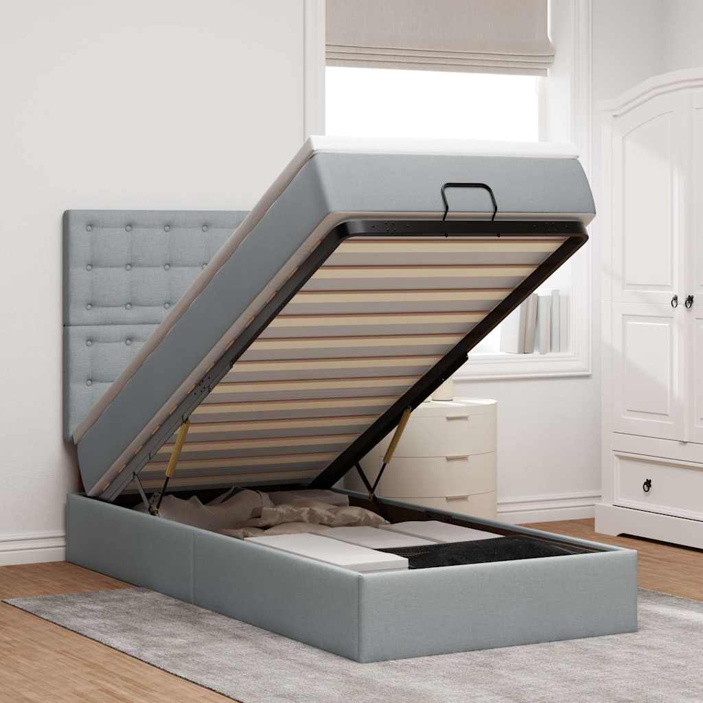 Struttura Letto Pouf con Materasso 90x190 cm in Tessuto
