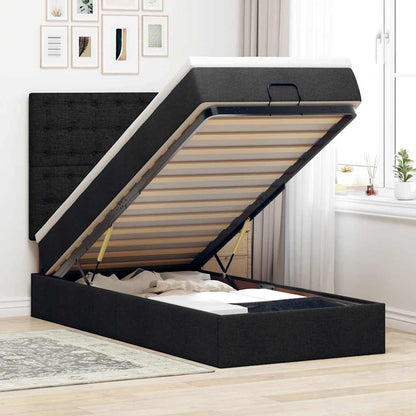 Struttura Letto Pouf con Materasso Nero 90x190 cm in Tessuto | homemem39