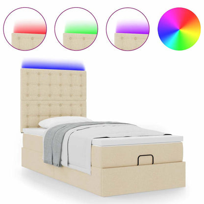 Struttura Letto Pouf con Materasso Crema 90x190 cm in Tessuto | homemem39