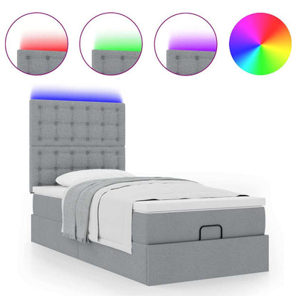 Pouf Letto con Materasso e LED Grigio Chiaro 90x200 cm Tessuto - homemem39