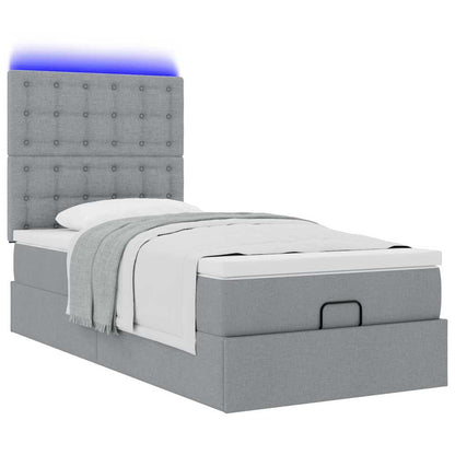 Pouf Letto con Materasso e LED Grigio Chiaro 90x200 cm Tessuto - homemem39