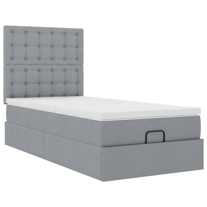 Pouf Letto con Materasso e LED Grigio Chiaro 90x200 cm Tessuto - homemem39