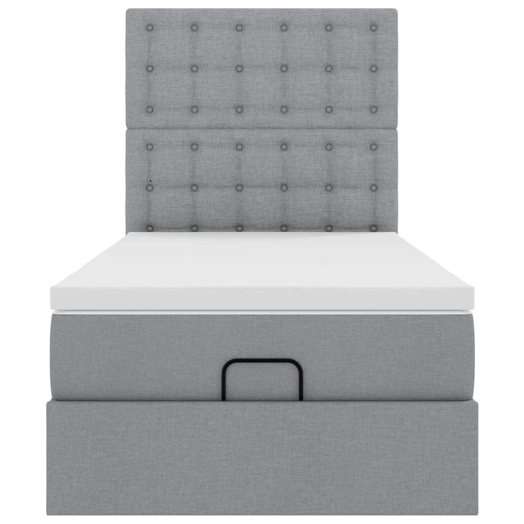 Pouf Letto con Materasso e LED Grigio Chiaro 90x200 cm Tessuto - homemem39