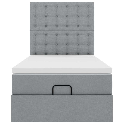 Pouf Letto con Materasso e LED Grigio Chiaro 90x200 cm Tessuto - homemem39