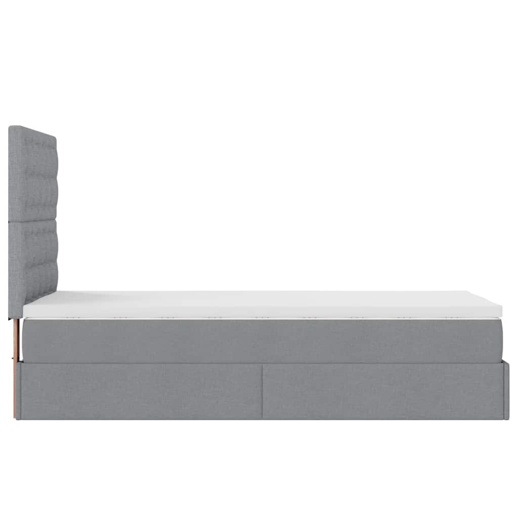 Pouf Letto con Materasso e LED Grigio Chiaro 90x200 cm Tessuto - homemem39