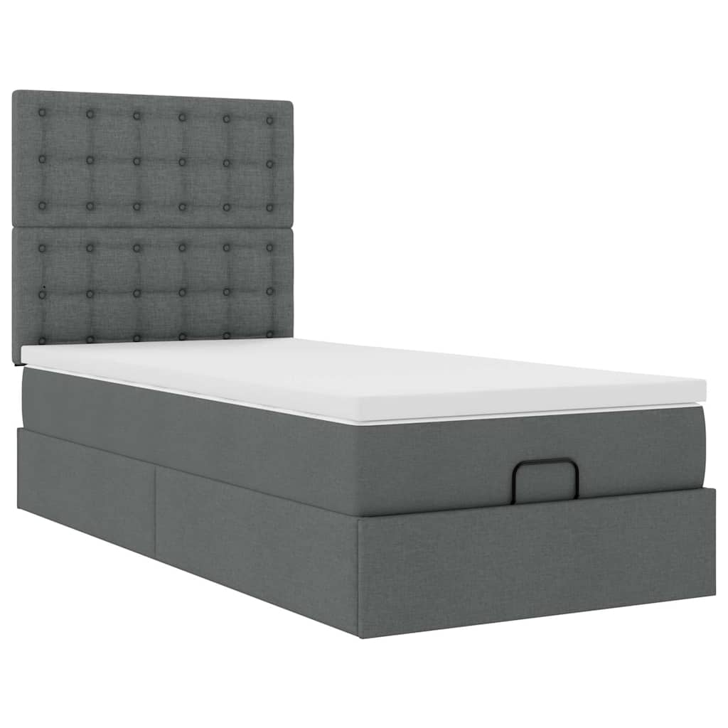 Pouf Letto con Materasso e LED Grigio Scuro 90x200 cm Tessuto - homemem39