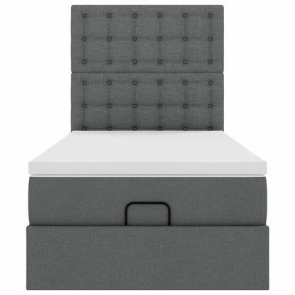 Pouf Letto con Materasso e LED Grigio Scuro 90x200 cm Tessuto - homemem39