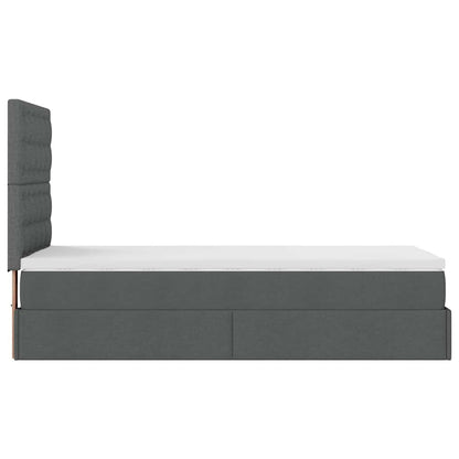 Pouf Letto con Materasso e LED Grigio Scuro 90x200 cm Tessuto - homemem39