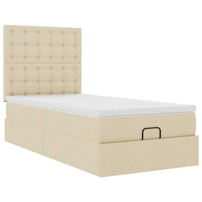 Pouf Letto con Materasso e LED Crema 90x200 cm in Tessuto | homemem39