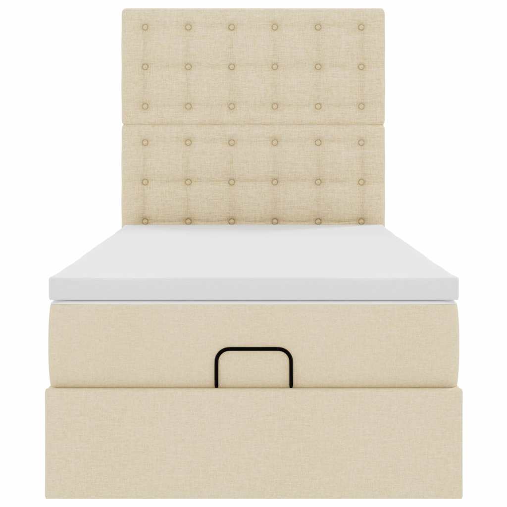 Pouf Letto con Materasso e LED Crema 90x200 cm in Tessuto | homemem39