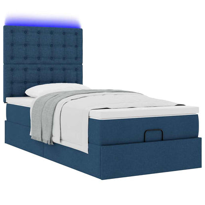 Pouf Letto con Materasso e LED Blu 90x200 cm in Tessuto | homemem39
