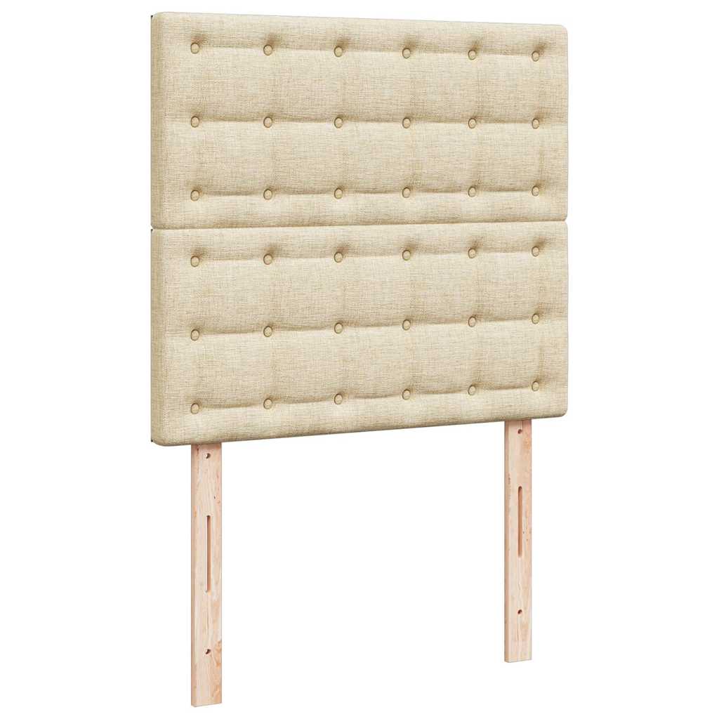 Struttura Letto Pouf con Materasso Crema 100x200 cm in Tessuto