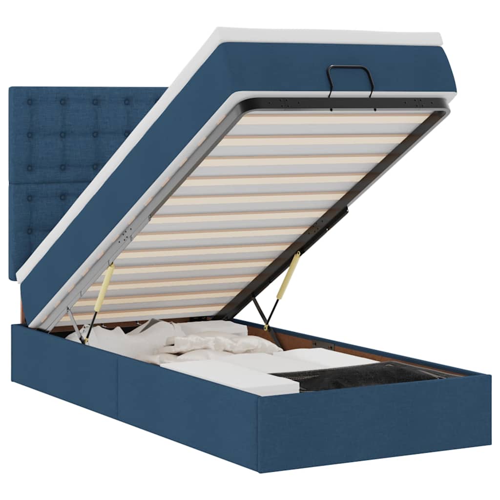 Pouf Letto con Materasso e LED Blu 100x200 cm in Tessuto | homemem39