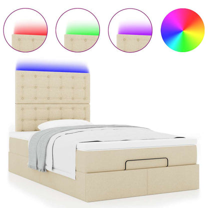 Struttura Letto Pouf con Materasso Crema 120x190 cm in Tessuto | homemem39