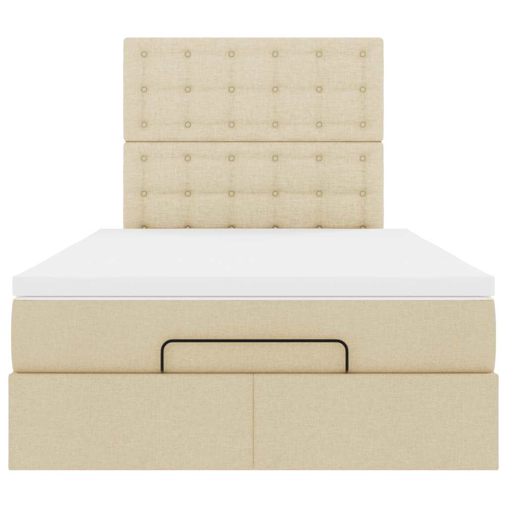 Struttura Letto Pouf con Materasso Crema 120x190 cm in Tessuto | homemem39