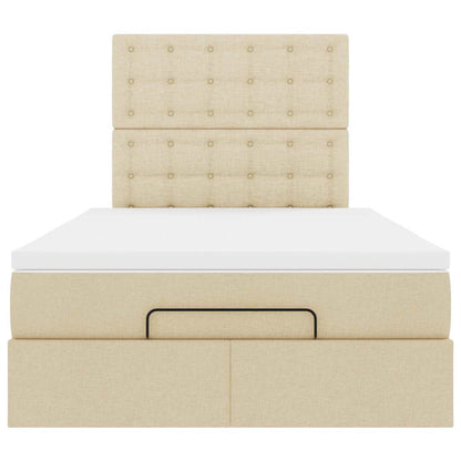 Struttura Letto Pouf con Materasso Crema 120x190 cm in Tessuto | homemem39