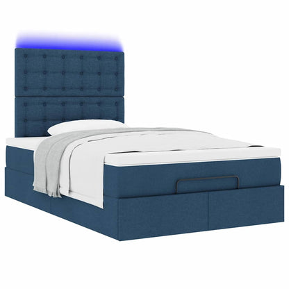 Struttura Letto Pouf con Materasso Blu 120x190 cm in Tessuto | homemem39