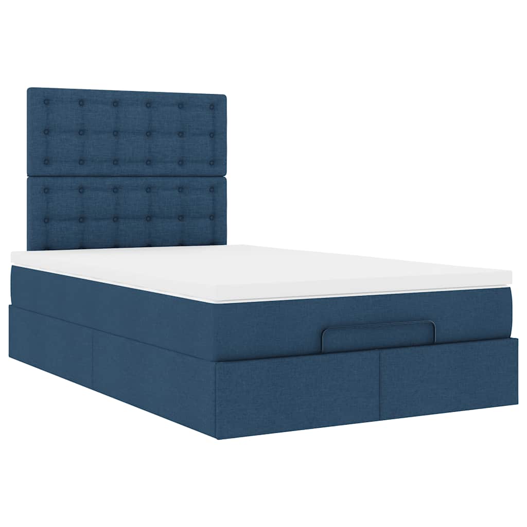 Struttura Letto Pouf con Materasso Blu 120x190 cm in Tessuto | homemem39
