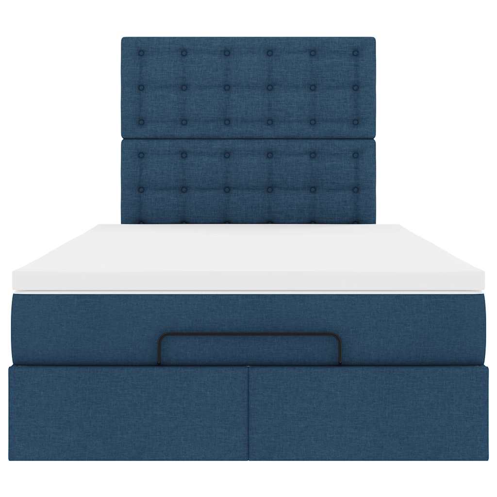 Struttura Letto Pouf con Materasso Blu 120x190 cm in Tessuto | homemem39