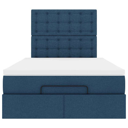 Struttura Letto Pouf con Materasso Blu 120x190 cm in Tessuto | homemem39