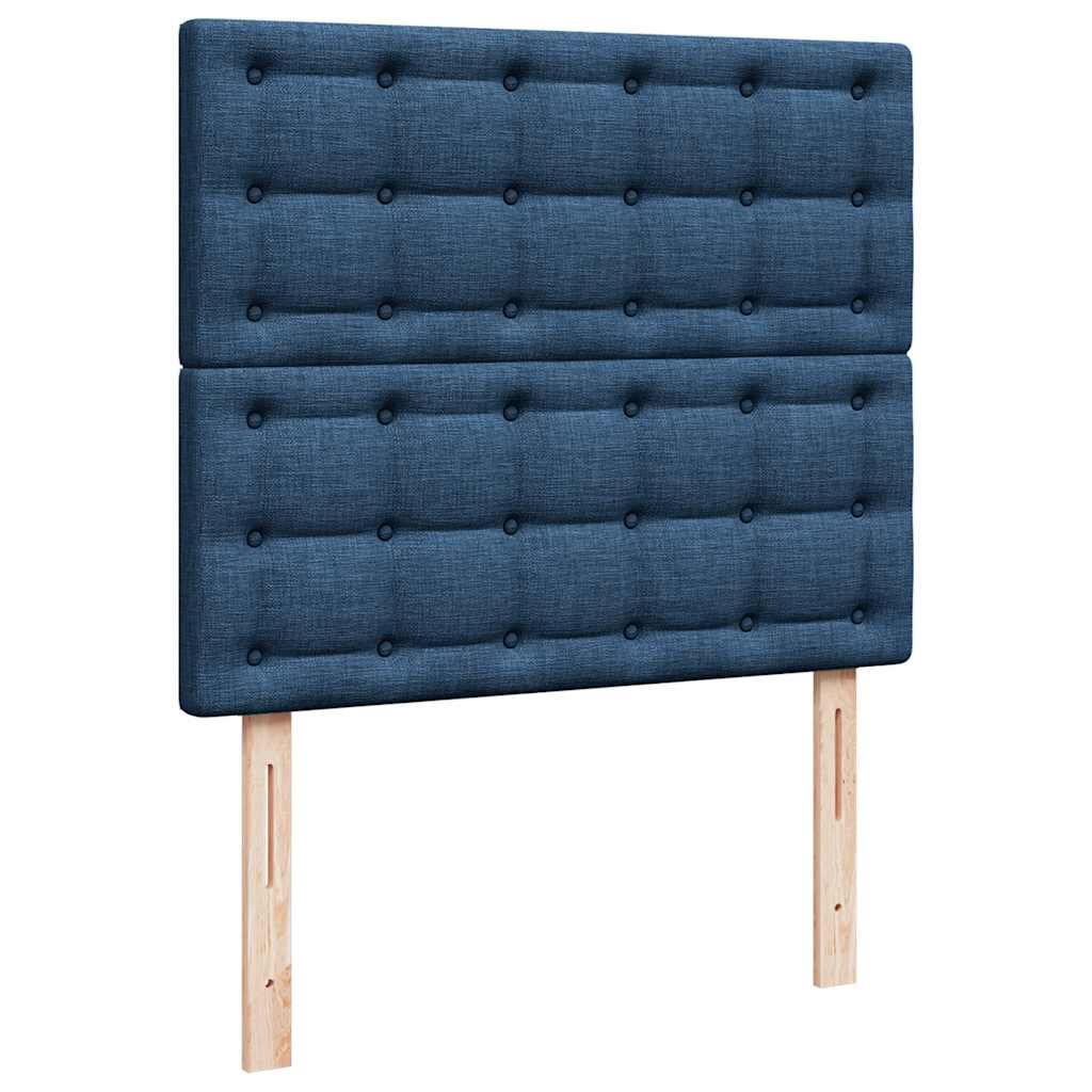 Struttura Letto Pouf con Materasso Blu 120x190 cm in Tessuto