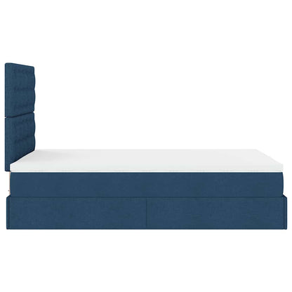 Struttura Letto Pouf con Materasso Blu 120x190 cm in Tessuto | homemem39