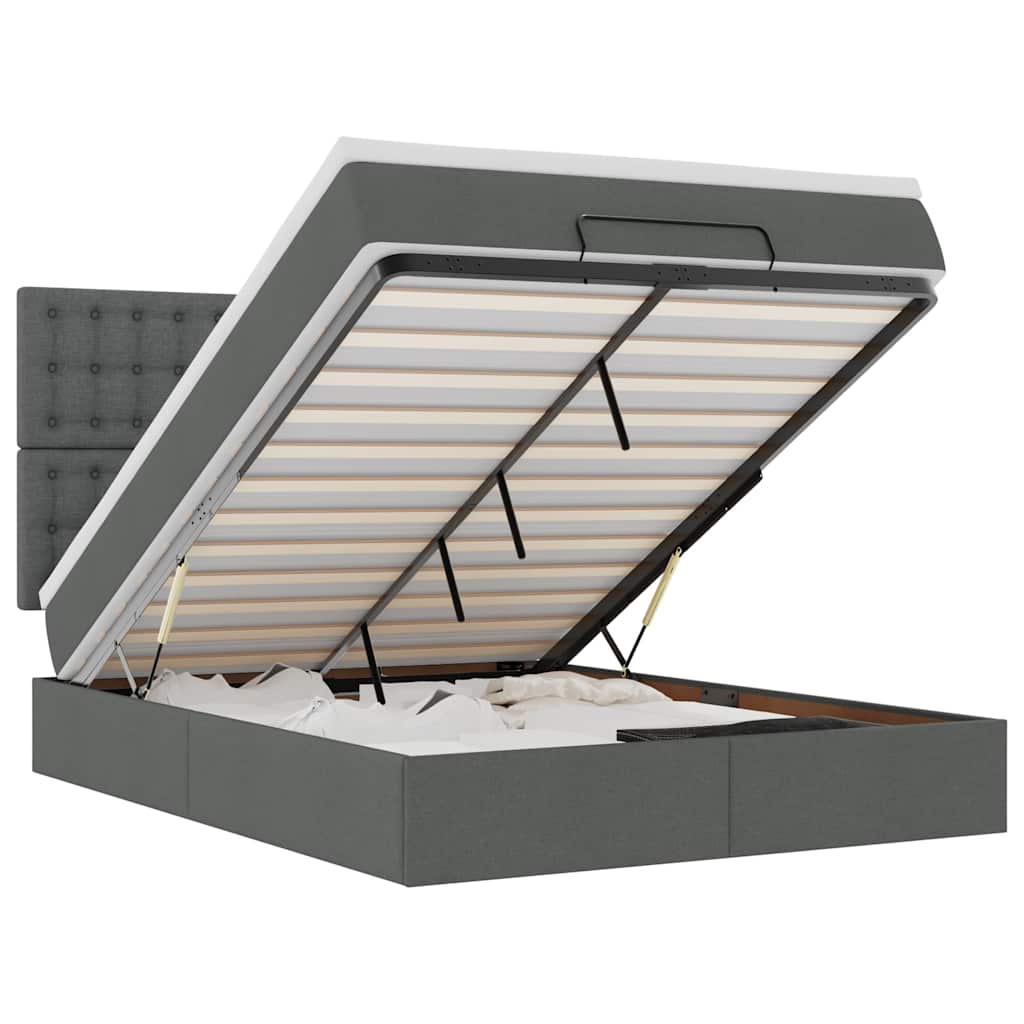 Struttura Letto Pouf con Materasso 140x200 cm in Tessuto - homemem39