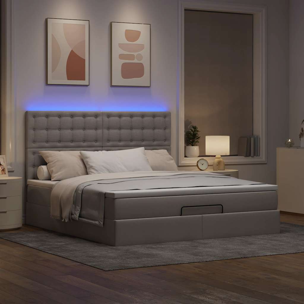 Struttura Letto Pouf con Materasso Tortora 180x200cm in Tessuto | homemem39