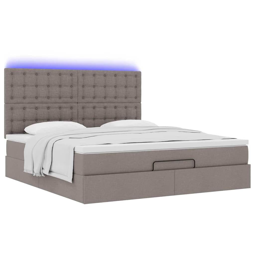 Struttura Letto Pouf con Materasso Tortora 180x200cm in Tessuto | homemem39