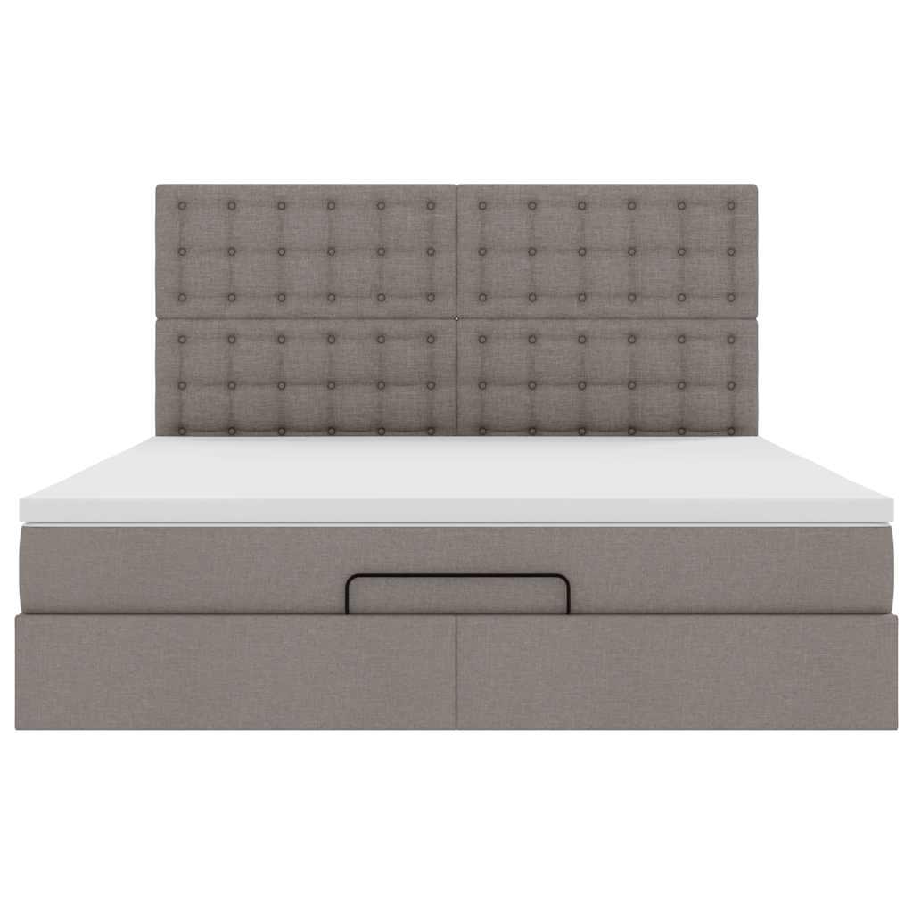 Struttura Letto Pouf con Materasso Tortora 180x200cm in Tessuto | homemem39