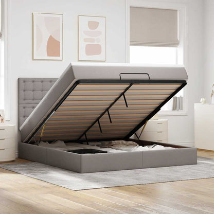 Struttura Letto Pouf con Materasso Tortora 180x200cm in Tessuto | homemem39