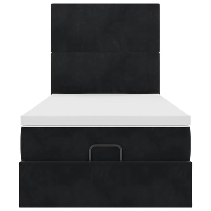 Struttura Letto Pouf con Materassi Nero 80x200 cm in Velluto | homemem39