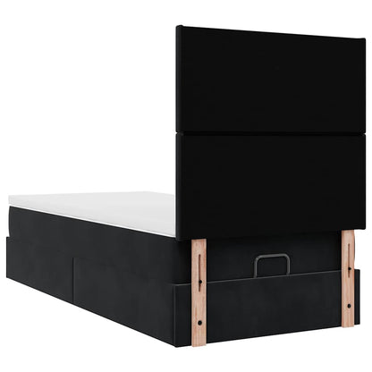 Struttura Letto Pouf con Materassi Nero 80x200 cm in Velluto | homemem39