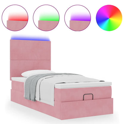 Struttura Letto Pouf con Materassi Rosa 80x200 cm Velluto | homemem39
