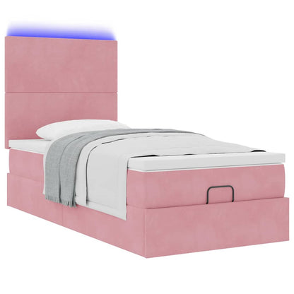 Struttura Letto Pouf con Materassi Rosa 80x200 cm Velluto | homemem39