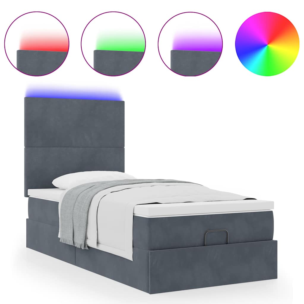 Struttura Letto Pouf con Materassi 90x190 cm in Velluto | homemem39