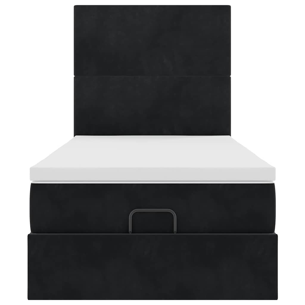 Struttura Letto Pouf con Materassi Nero 90x190 cm in Velluto | homemem39