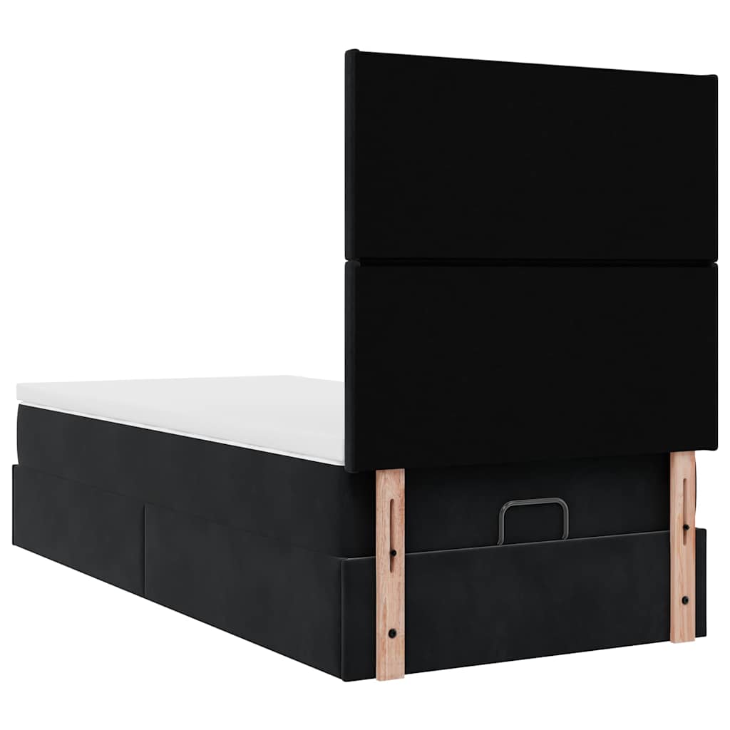 Struttura Letto Pouf con Materassi Nero 90x190 cm in Velluto | homemem39