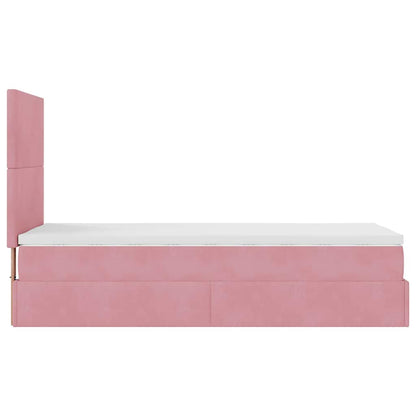 Struttura Letto Pouf con Materassi Rosa 90x200 cm in Velluto | homemem39