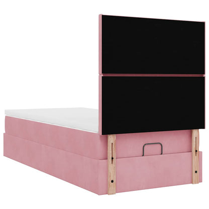 Struttura Letto Pouf con Materassi Rosa 90x200 cm in Velluto | homemem39