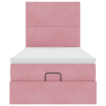 Struttura Letto Pouf con Materassi Rosa 100x200 cm Velluto - homemem39