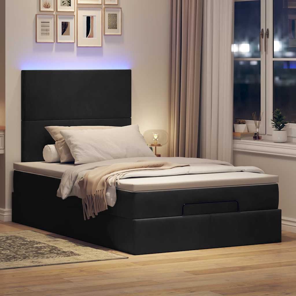 Struttura Letto Pouf con Materassi Nero 120x190 cm Velluto | homemem39