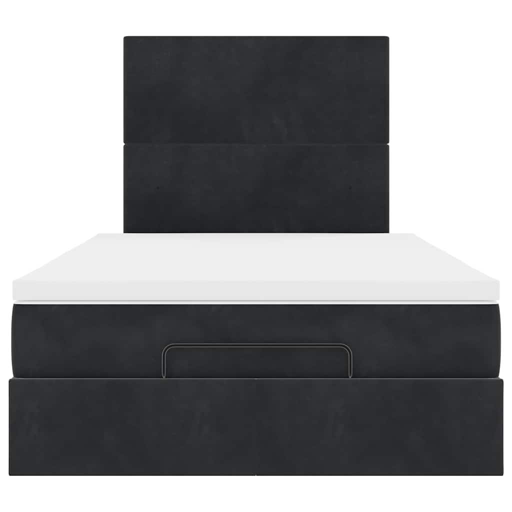 Struttura Letto Pouf con Materassi Nero 120x190 cm Velluto