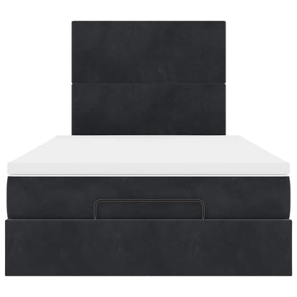 Struttura Letto Pouf con Materassi Nero 120x190 cm Velluto