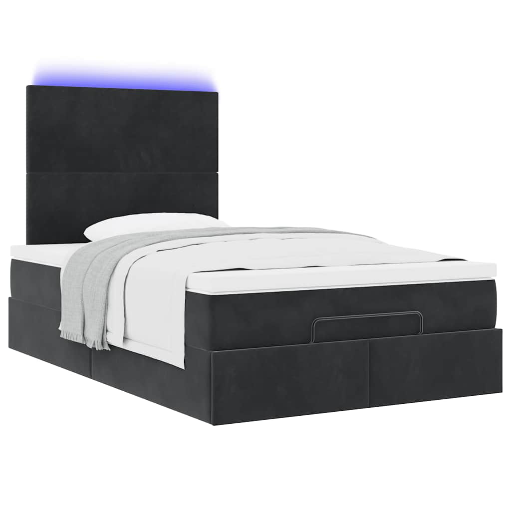 Struttura Letto Pouf con Materassi Nero 120x190 cm Velluto | homemem39