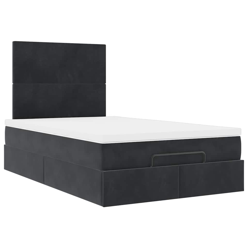 Struttura Letto Pouf con Materassi Nero 120x190 cm Velluto | homemem39