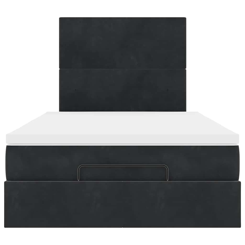 Struttura Letto Pouf con Materassi Nero 120x190 cm Velluto | homemem39