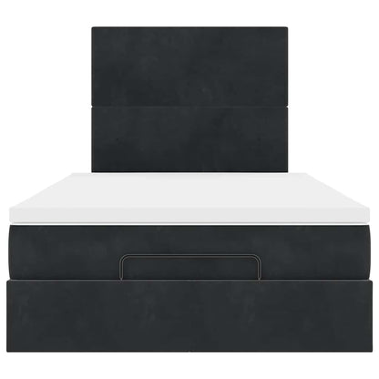 Struttura Letto Pouf con Materassi Nero 120x190 cm Velluto | homemem39