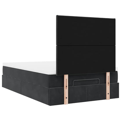 Struttura Letto Pouf con Materassi Nero 120x190 cm Velluto | homemem39