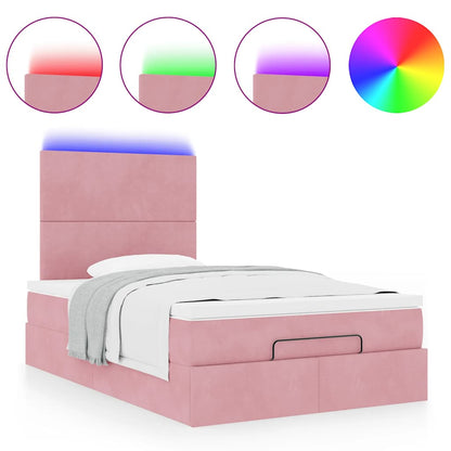 Struttura Letto Pouf con Materassi Rosa 120x190 cm Velluto | homemem39